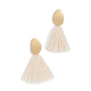 Madewell cream fringe tassel gold earrings